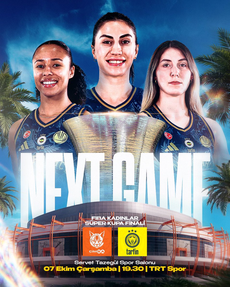 fbkadinbasket's tweet photo. FIBA SuperCup Women’da ÇİMSA ÇBK Mersin ile karşılaşıyoruz. 7 Ekim Çarşamba akşamı (yarın) Servet Tazegül Spor Salonu’nda oynanacak mücadele 19:30’da başlayacak ve TRT Spor‘dan canlı yayınlanacak. #PotanınKraliçeleri #SuperCup https://t.co/TZ6RngasOL