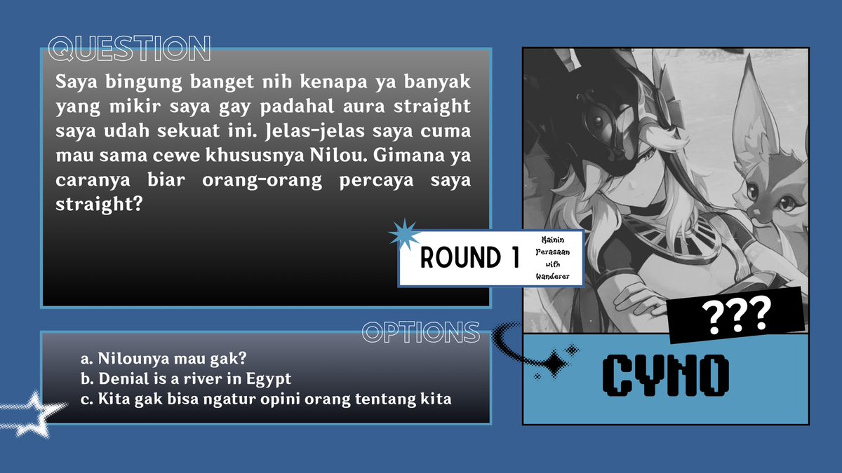 KerjoWanderer's tweet photo. ROUND 1

Ada pertanyaan dari yang katanya si paling straightly gay. Enaknya direspon gimana ya? https://t.co/ftdkHRL6o4
