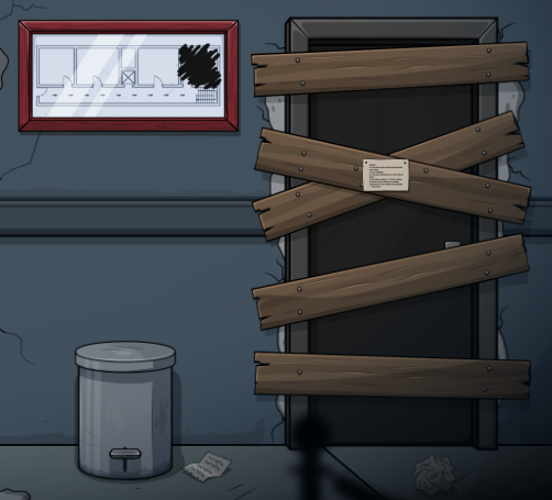 HimuTfq's tweet photo. turned my sound up in the new part of the hallway and there's knocking behind the boarded door. every minute or two

note on it says if you hear your name dont answer

floor plan next to it has one room scribbled out. and stairs it seems like 

@FomiesNFT whats next👀
#Fomies https://t.co/BcECngqAyX