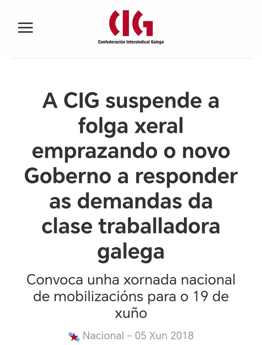 revirolo's tweet photo. Bo momento para lembrar que a CIG desconvocara a folga xeral nacional ("uns meses" = 8 anos e contando) para darlle a oportunidade ao goberno de Sánchez de devolver os dereitos laborais quitados na reforma do 2012. https://t.co/Ww3tFHBs28
