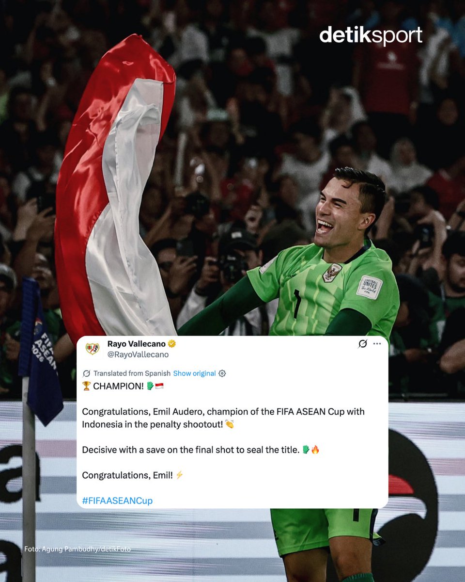 detiksport's tweet photo. Klub-klub tempat para pemain diaspora Indonesia berkarier turut mengucapkan selamat usai Garuda menjuarai FIFA ASEAN Cup 2026 🇮🇩🏆

#TimnasIndonesia #detiksport https://t.co/LbeGl6by2Z