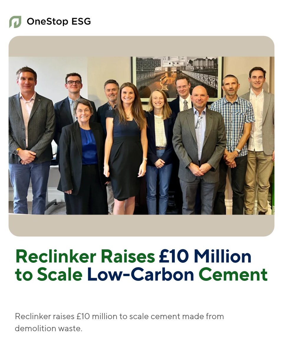 OneStopESG_'s tweet photo. Reclinker Raises £10 Million to Scale Low-Carbon Cement

Read More: https://t.co/MTKIkdUp8I

#reclinker #cement #climatetech #construction #decarbonization #materials #recycling #steel https://t.co/kilGPalveT