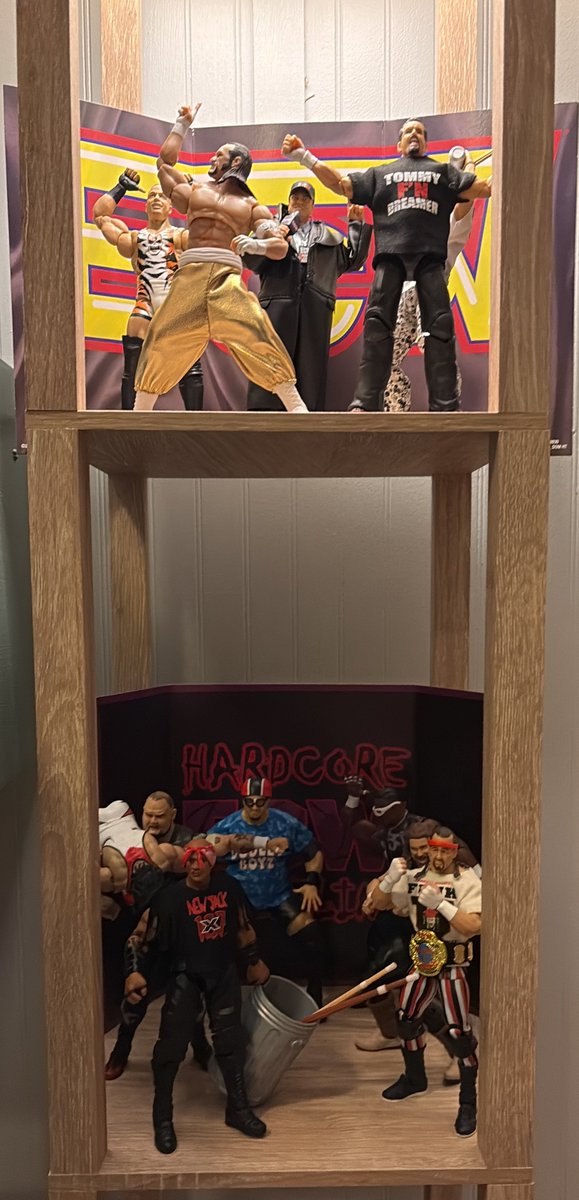 wrestlingfigdb's tweet photo. Tiny ECW display slowly coming along, thanks to @RingsideC exclusives for the most part! https://t.co/PTrO34dxxc