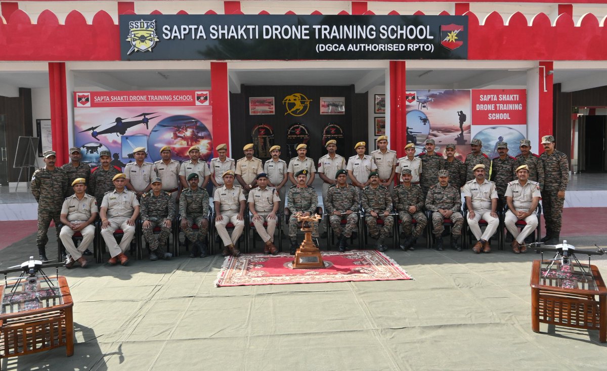 SWComd_IA's tweet photo. Forging Capability Through Military-Civil Fusion

Sapta Shakti Drone Training School conducted a Drone Training Programme for personnel of #RajasthanPolice and #BSF from 15 Sep to 03 Oct 2026.

The training enhanced proficiency in drone handling, fabrication, repair and maintenance, strengthening inter-agency synergy and operational capabilities for the effective employment of drones in policing and security operations.

#IndianArmy  
#MilitaryCivilFusion
#DroneTechnology 
#TechnologyAbsorption

@adgpi
@HQ_IDS_India
@PRODefRjsthn
@SpokespersonMoD
@PoliceRajasthan
@BSF_India