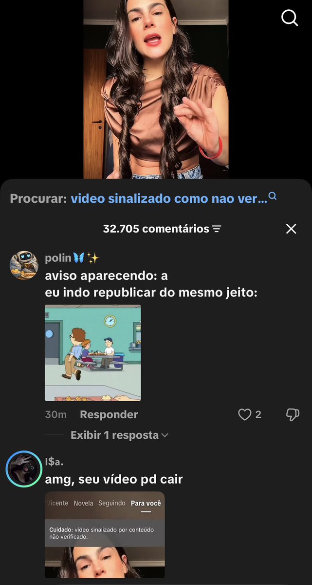 Gabriel18625126's tweet photo. Pq todo vídeo falando do Flávio ou da direita aparece esse aviso no TikTok? https://t.co/IOS5PzFF7g