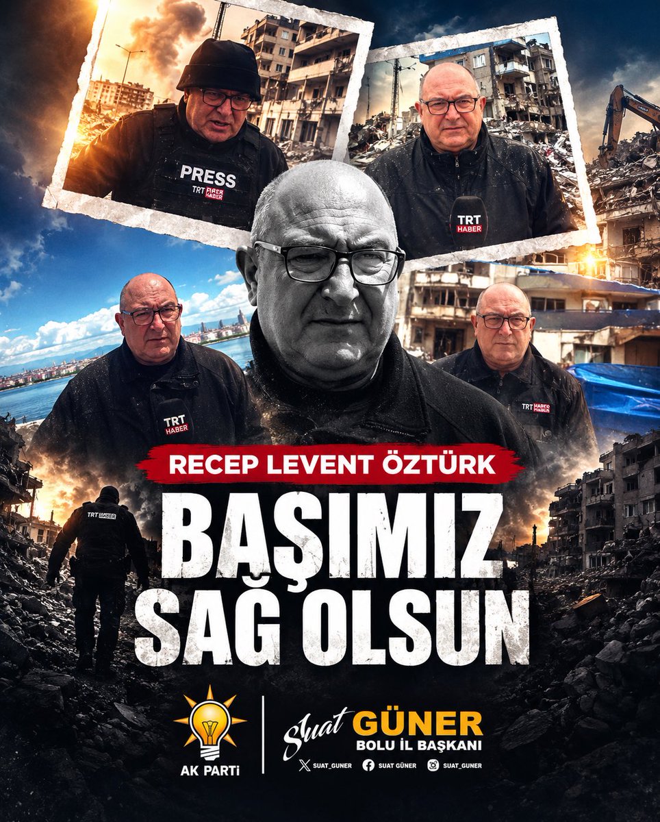 suat_guner's tweet photo. Kıymetli basın mensubu, TRT Muhabiri Levent Öztürk’ün vefatını derin bir teessürle öğrendim. Merhuma Yüce Allah’tan rahmet; kederli ailesine, sevenlerine ve tüm basın camiasına başsağlığı diliyorum. 

Mekânı cennet makamı âli olsun. 

#akpartibolu #bolu https://t.co/CamJN7sFof