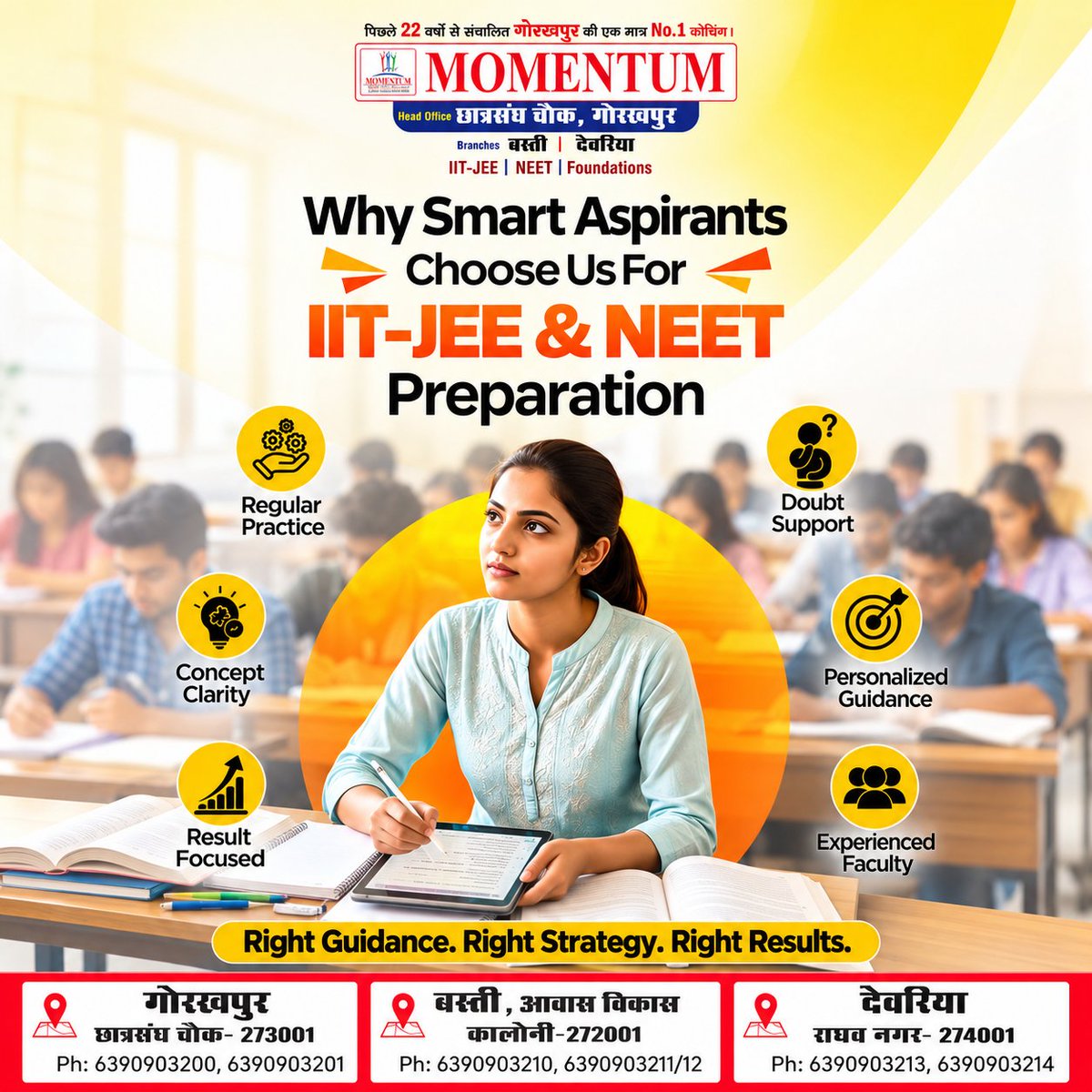 MomentumG95916's tweet photo. Why do smart aspirants choose Momentum for IIT-JEE & NEET preparation?
Because success needs more than hard work — it needs the right guidance, right strategy and right results.
📍 Gorakhpur | Basti | Deoria
📞 6390903200 | 6390903201
#Momentum #IITJEE #NEET https://t.co/2eTcwGgxFP