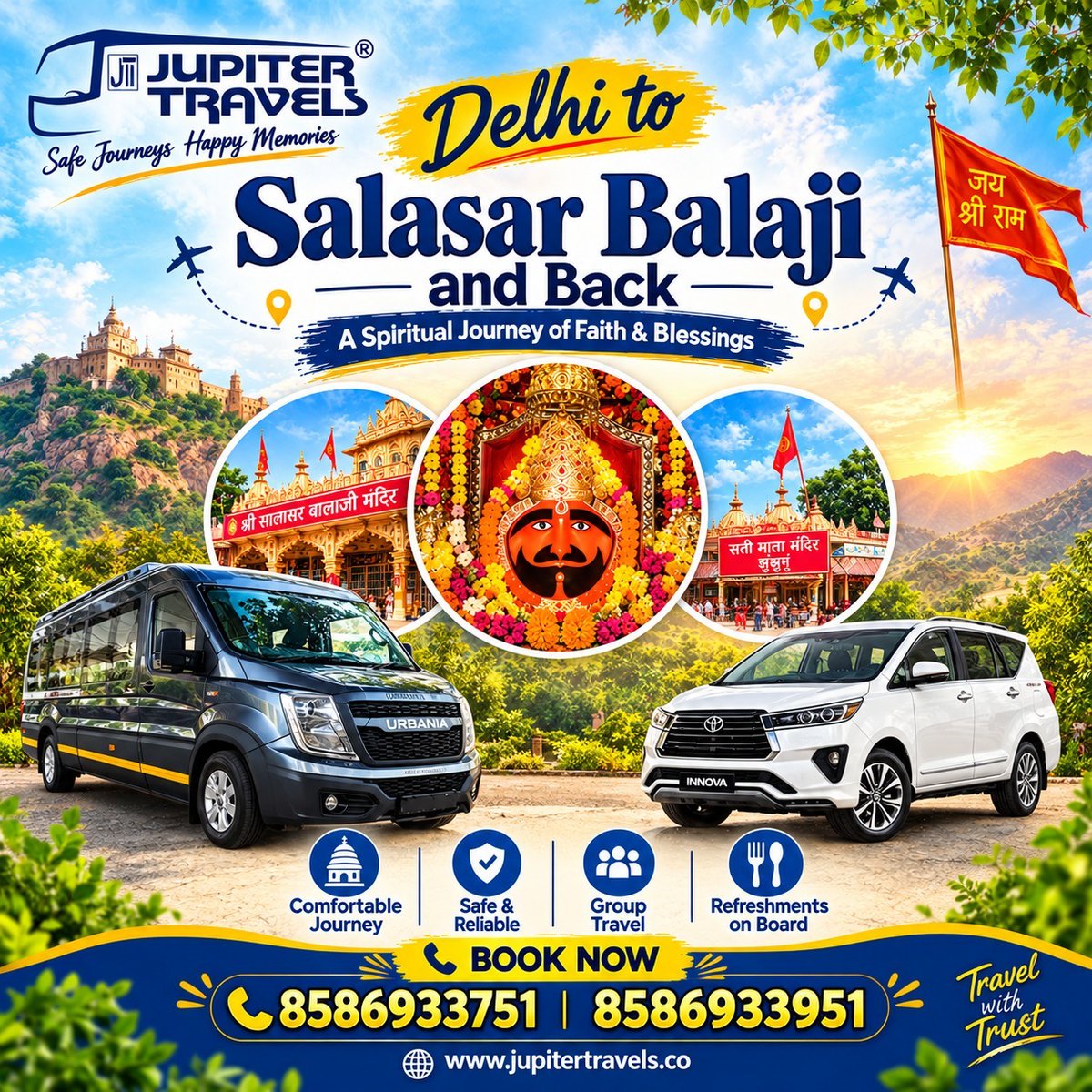 Vimaljupiter's tweet photo. दिल्ली से सालासर बालाजी तक — एक सफ़र आस्था का, विश्वास का और बाबा के आशीर्वाद का 🙏✨ https://t.co/fge5xHqukK