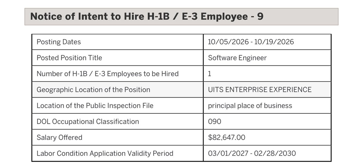 AndrewIrelandIN's tweet photo. Taxpayer-funded Indiana University disclosed it’s hiring ANOTHER foreigner on a H-1B visa as a software engineer. 

The same university has thousands of alumni with computer science degrees.

As a state lawmaker, I am going to fight hard to end the H-1B scam in our own state institutions