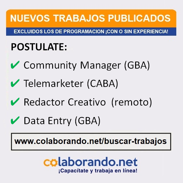 ColaborandoNet's tweet photo. NUEVAS VACANTES 📢 (Excluidas las de programación) Postúlate gratis en https://t.co/KG4sWSLXdw
Con sueldo en ARS (pesos) 👉 https://t.co/j9WHWFhBEG
Con sueldo en USD (dólares) 👉 https://t.co/4cGx7bEOKh https://t.co/8pxgvcNbYe