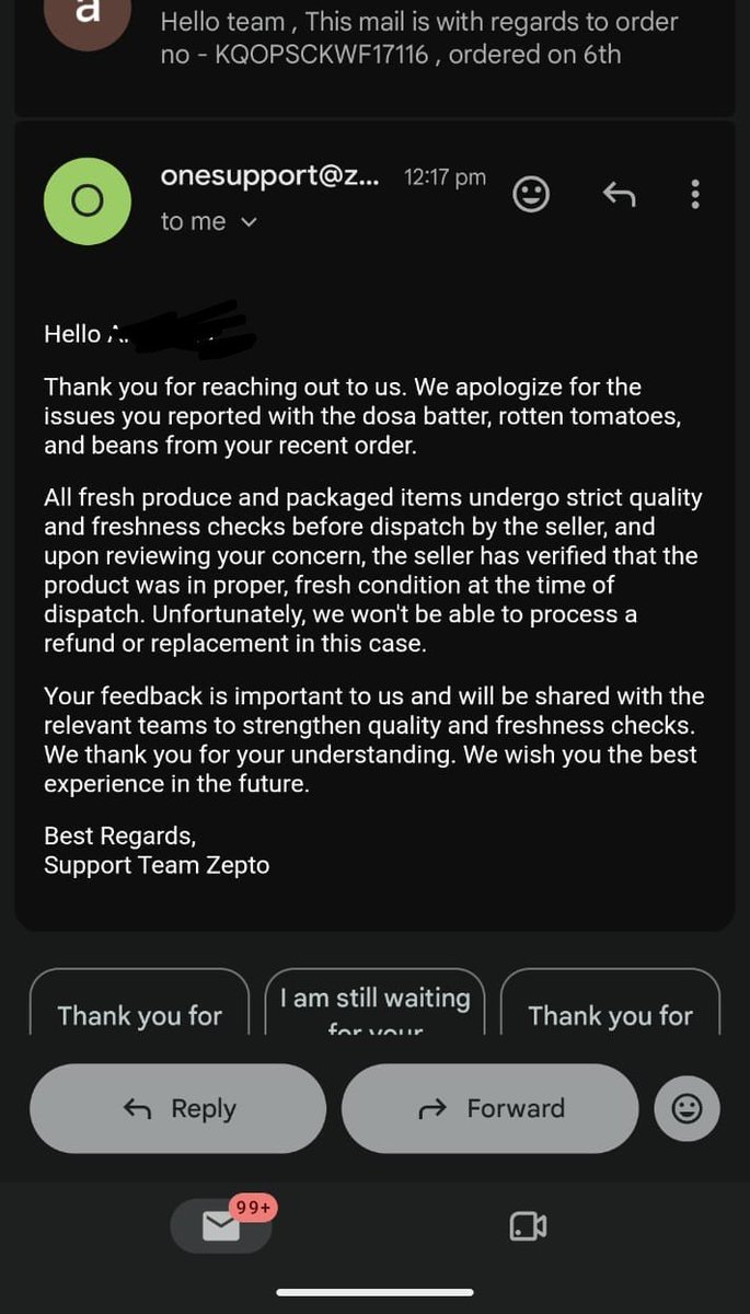 AlenChacko18's tweet photo. @ZeptoNow got delivered a bunch of rotten products and then #zepto claims that they were packed fresh @IDFreshFood is your dosa batter packet supposed to be puffed up like a baloon and leaking? #BreakingNews
#CustomerSupport https://t.co/zWwCP5RZmL