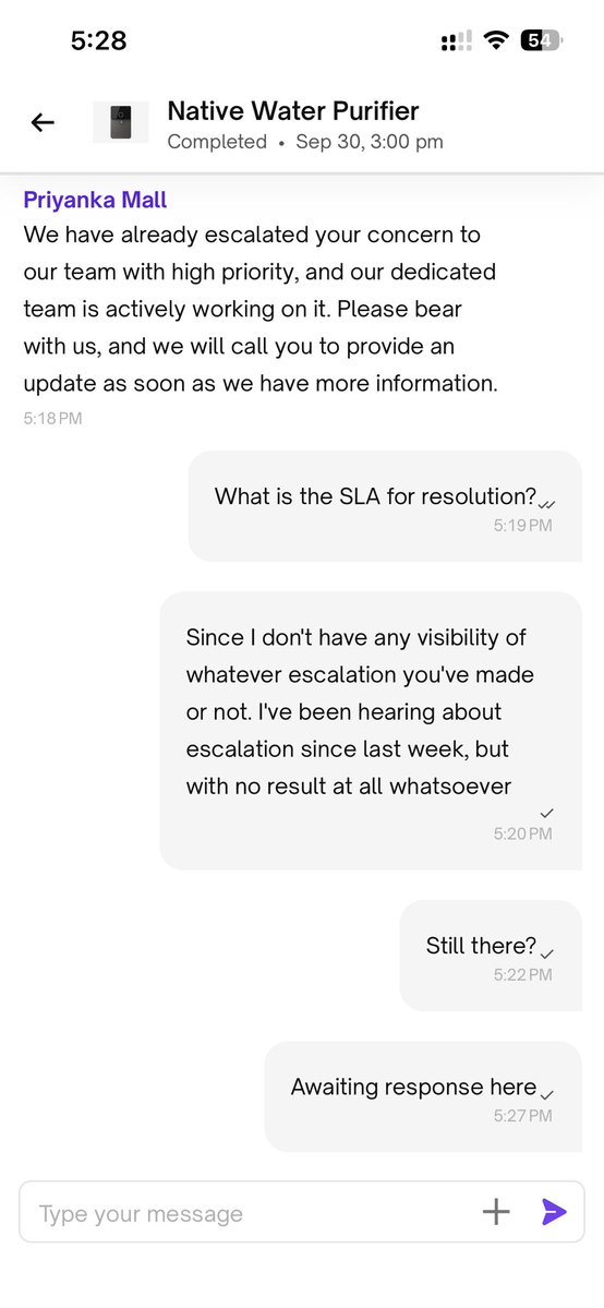 rishabh0201's tweet photo. 4/5
Special shoutout to #PriyankaMall &amp; #ManviSingh for their fantastic "support" (read: ignoring me for a week). Attaching the final screenshots of the chat history so everyone can see exactly how @urbancompany_UC treats customers. @ra9z https://t.co/Q3LMd1TAw5