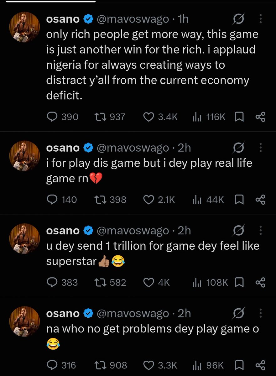dist0rted777's tweet photo. Why is @mavoswago HATING! on a common game that is literally just giving some Nigerians joyy https://t.co/0BYk0wPIdj