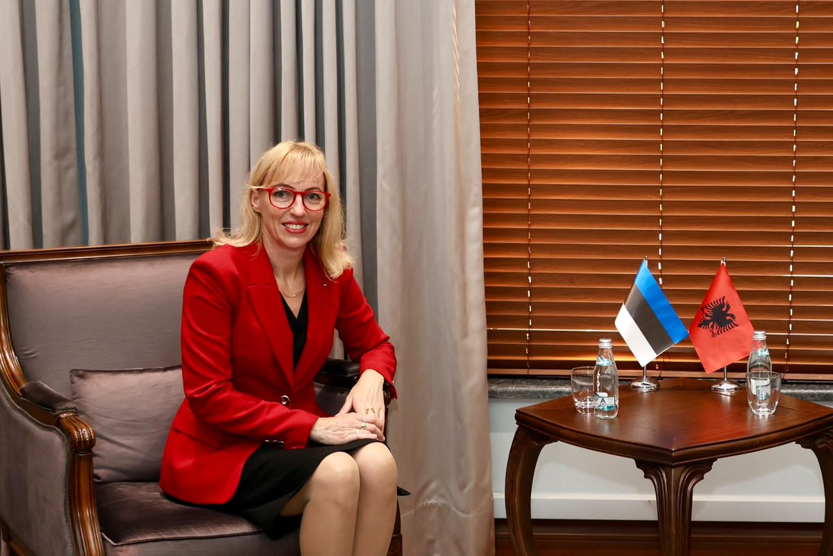 HoxhaFer's tweet photo. Albania and Estonia enjoy excellent relations, anchored in shared European values, a strong partnership within #NATO, and a common vision of a stronger, more resilient and forward-looking Europe. As Albania advances at an accelerated pace on its path towards EU membership, Estonia remains a steadfast friend and a consistent supporter of our #European path.

I was pleased to reaffirm this spirit of partnership while welcoming H.E. Piret Urb, the newly accredited #Ambassador of Estonia to Albania. 🇦🇱🇪🇪

We will continue to strengthen our cooperation and translate the excellent political dialogue into even deeper practical collaboration, particularly in digital transformation, cybersecurity, innovation and e-governance, areas where Estonia's leadership and experience offer not only inspiration, but valuable expertise and tangible opportunities for partnership.

I wish Ambassador Urb every success in her tenure and look forward to working closely to further advance our shared priorities and deepen the friendship between #Albania and #Estonia, for the benefit of our countries, our citizens and our common European future. 🇦🇱🇪🇪🇪🇺

#Albania2030