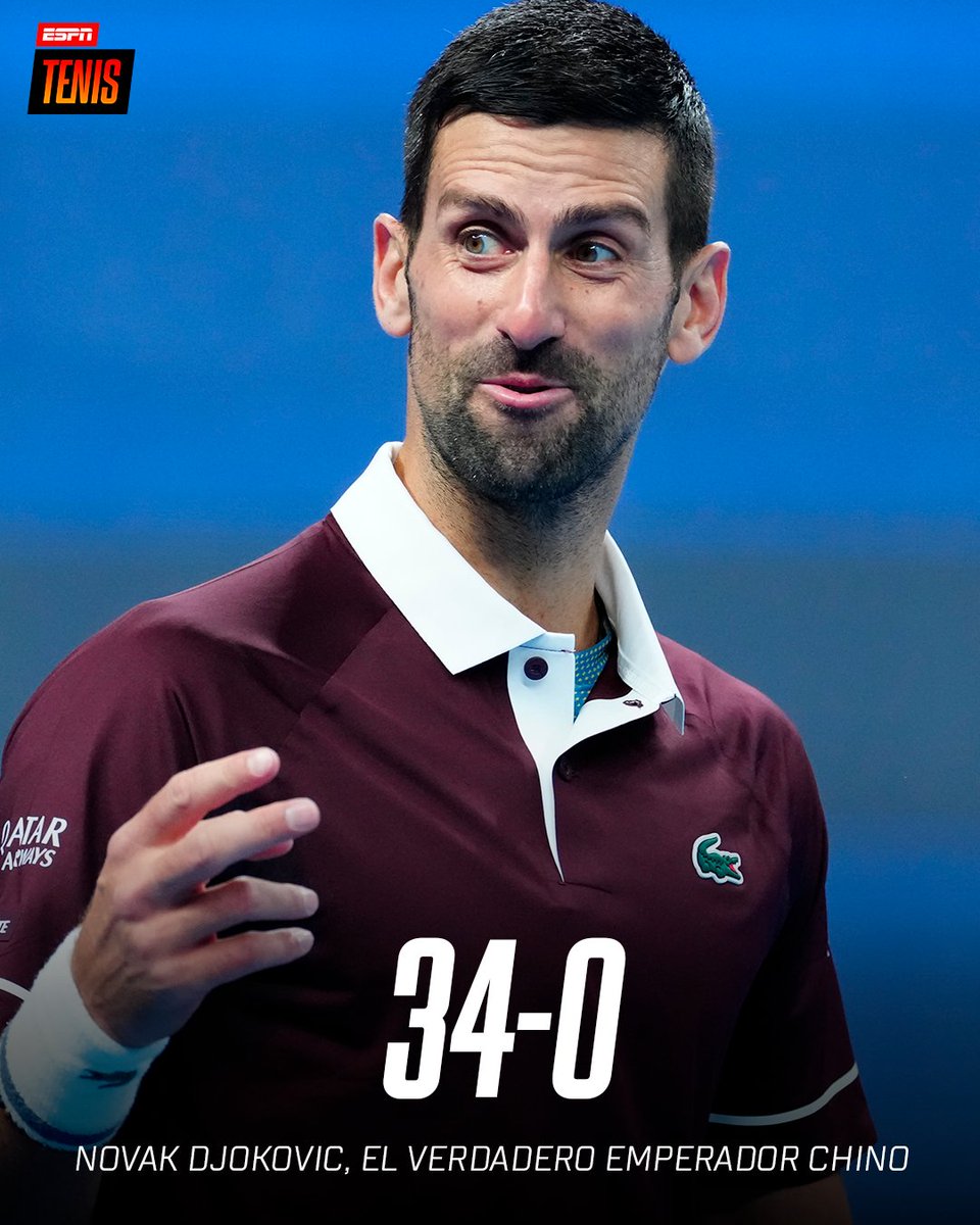 ESPNtenis's tweet photo. ¡SÍ, SÍ, LEÍSTE BIEN! 3️⃣4️⃣ veces Djokovic en #Beijing. 

📺 Mirá el mejor tenis por ESPN en el Plan Premium de #DisneyPlus. https://t.co/UVZAZ93zxP
