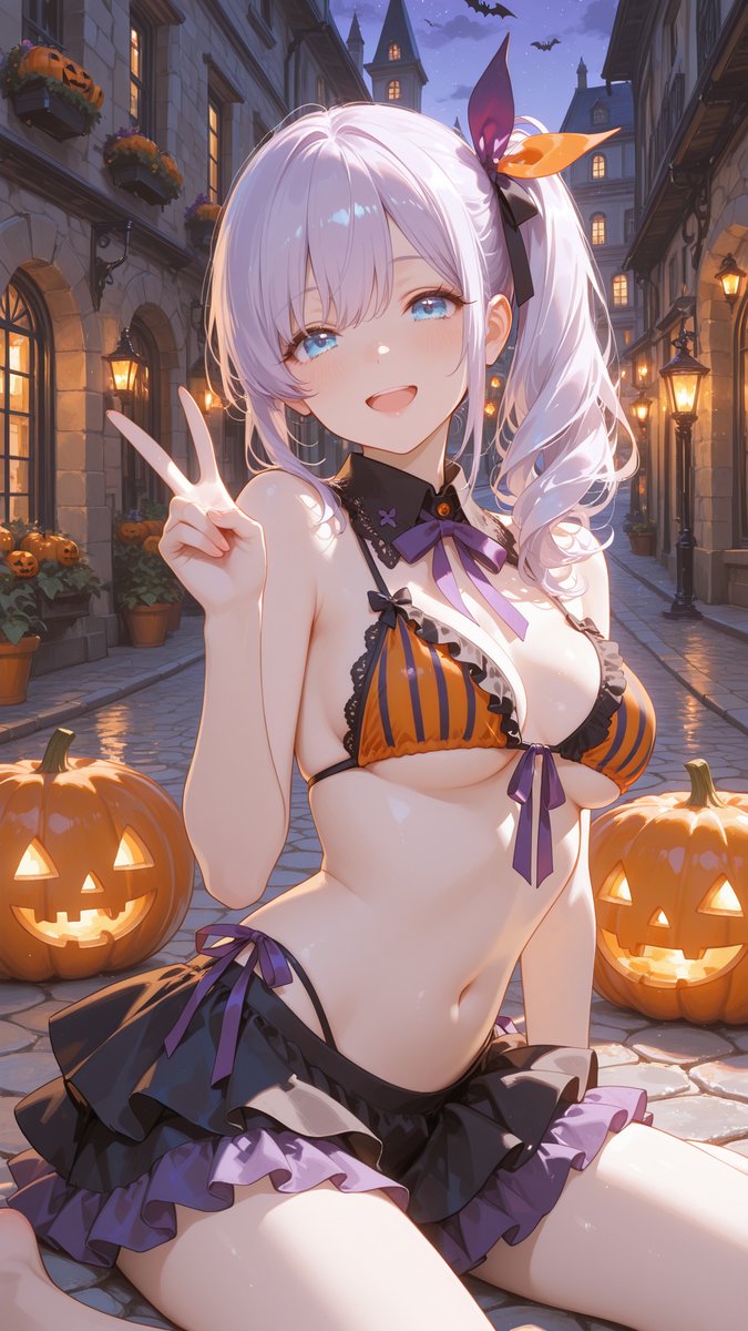 monaka_aiart's tweet photo. こんばんは～🌙
今夜はパープルちゃんのハロウィーン水着だよ👙
#AIイラスト
SFW anime-style illustration. Swimsuit illustration. https://t.co/2wwGND8drj