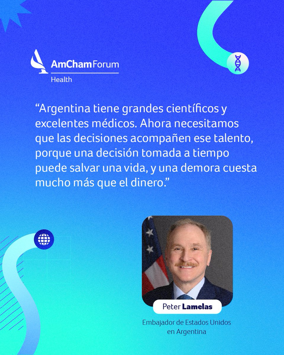 AmChamArgentina's tweet photo. "Argentina tiene lo que necesita para competir en el mundo pero el talento necesita condiciones para quedarse, crecer y producir en el país", reflexiones de @USAmbassadorARG en el #AmChamHealthForum. https://t.co/hGYZoU0CM1