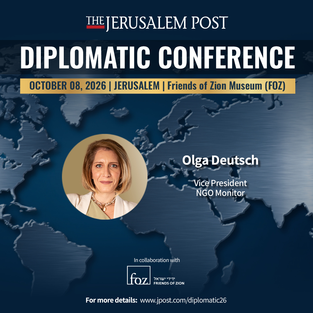 NGOmonitor's tweet photo. Happening today 📆
NGO Monitor VP @Olga_Deutsch will be presenting at the @Jerusalem_Post Diplomatic Conference at @FOZ_Museum. https://t.co/HOVEEgzds0