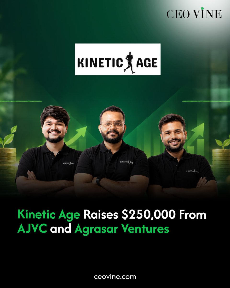 CeoVine's tweet photo. Bengaluru-based healthtech startup Kinetic Age has raised around $250,000 in a funding round led by AJVC and Agrasar Ventures.
Read full news here: https://t.co/yQDk52MEQ9
#KineticAge #AJVC #AgrasarVentures #HealthTech #HealthcareStartup #DigitalHealth #CEOVINE https://t.co/7uJPRF2nXM