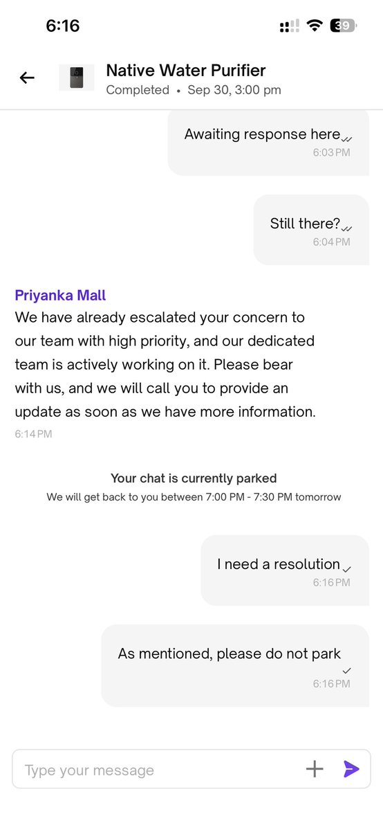 rishabh0201's tweet photo. @UC_Assist I’m already speaking with your team. See how your team is handling this
@urbancompany_UC @UC_Assist @abhirajbhal @varunkhaitan @ra9z @jagograhakjago @consaff #UrbanCompany #NativeRO #NativeByUC #UrbanCompanyComplaint #JagoGrahakJago #ConsumerRights #WaterPurifier #WorstService https://t.co/d5UbzsVL9J
