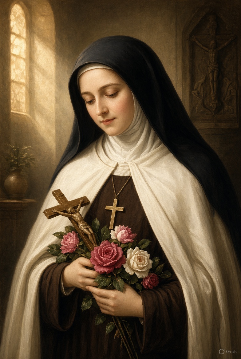 CatholicQuote12's tweet photo. “Saint Therese of Lisieux and the Rosary”

Saint Thérèse of Lisieux had a deep love for the Blessed Virgin Mary and made the Rosary part of her daily prayer as a Carmelite. In her autobiography she admitted that she sometimes found the Rosary hard to pray with attention, yet she still offered it faithfully as a simple act of love. She trusted that even a distracted or imperfect Rosary, said with the heart of a child, was pleasing to Mary and drew her closer to Jesus.