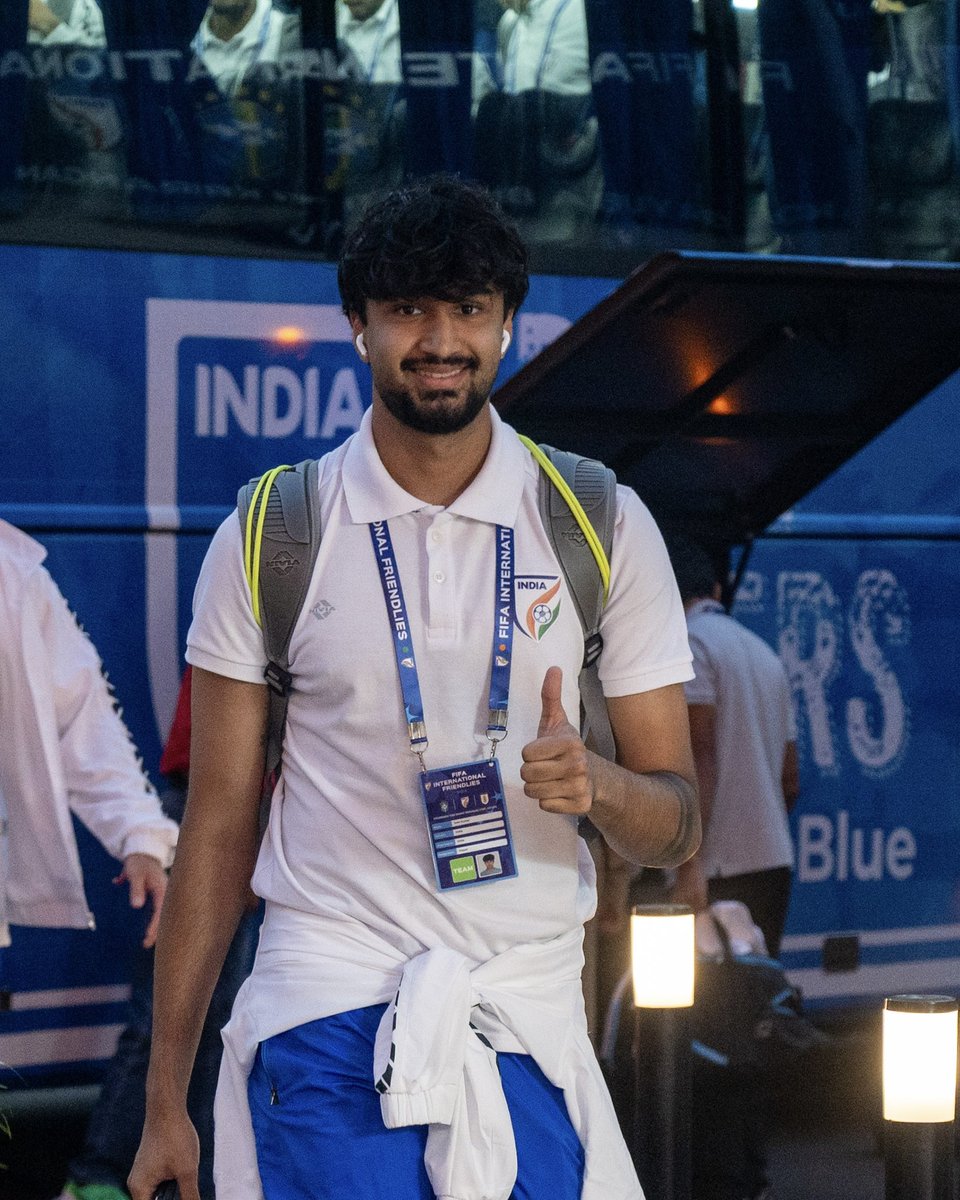 IndianFootball's tweet photo. The #BlueTigers have arrived. 🇮🇳

#INDURU #IndianFootball https://t.co/zaIvmQL8XE