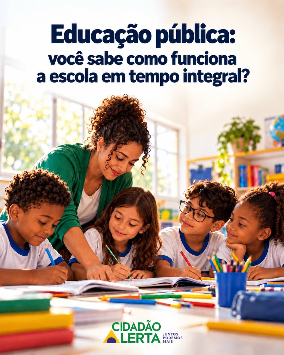 Cidadao_Alerta's tweet photo. 📚Educação pública: você sabe como funciona a escola em tempo integral?

🏫 A educação pública de qualidade é um direito previsto na Constituição Federal: o artigo 205 estabelece a educação como direito de todos e dever do Estado e da família, e o artigo 206, incisos IV e VII, assegura a gratuidade do ensino público em estabelecimentos oficiais e a garantia de padrão de qualidade.

📚 Na educação em tempo integral, os estudantes participam de atividades escolares por pelo menos sete horas diárias ou 35 horas semanais.

🎨⚽ A proposta é integrar aprendizagem, cultura, esporte e convivência, com alimentação e estrutura adequadas.

📍 A oferta está em ampliação e ainda não alcança todas as escolas. Para saber sobre vagas, unidades atendidas e critérios de matrícula, procure a Secretaria de Educação responsável pela escola.

#CidadãoAlerta #EducaçãoPública #EscolaEmTempoIntegral #EducaçãoDeQualidade