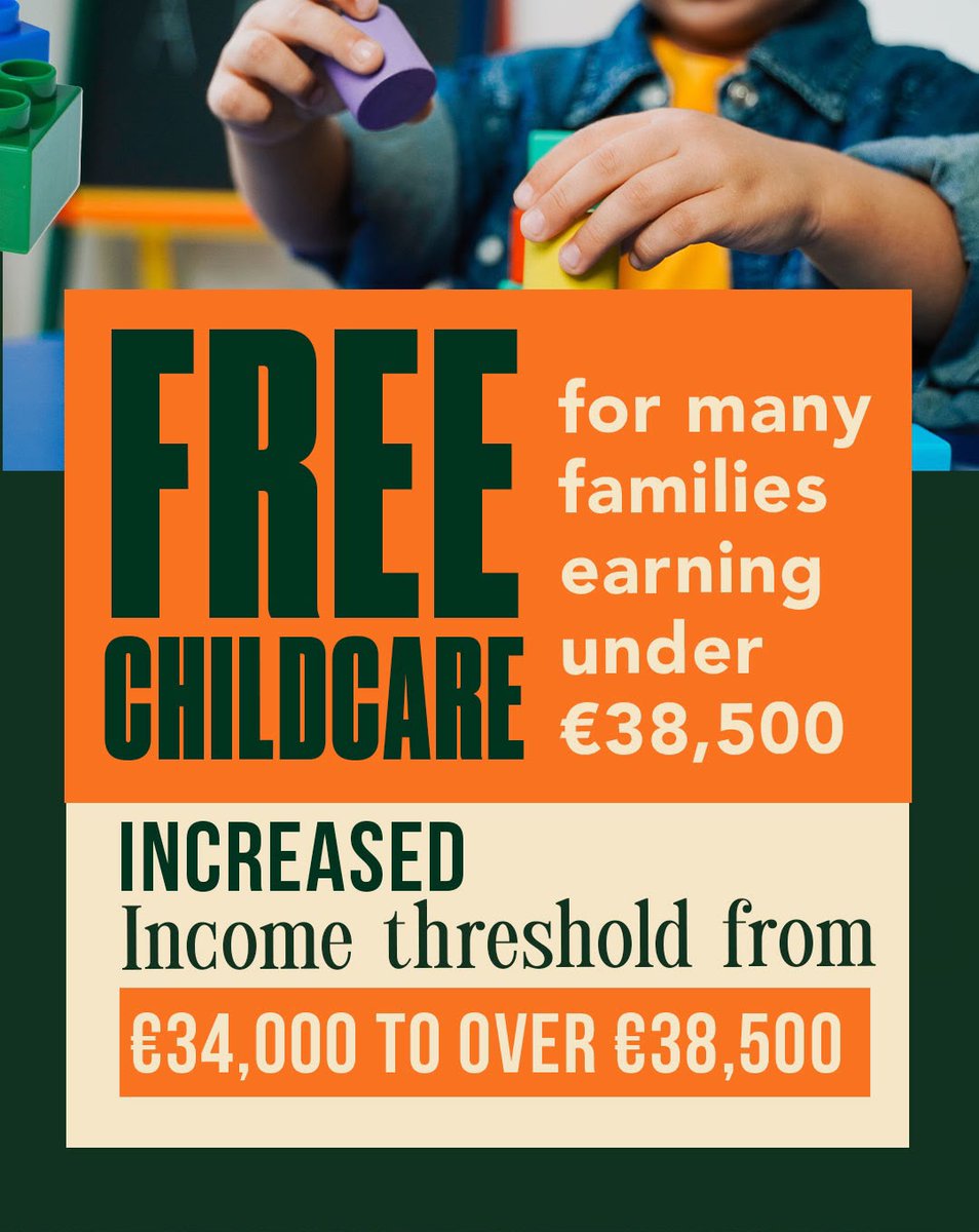 fiannafailparty's tweet photo. 💶 Childcare services tax relief increased from €15,000 to €20,000.

Families need practical support with the cost of childcare and these measures are about making childcare more affordable, accessible and inclusive. https://t.co/dXc3Wl1rhs