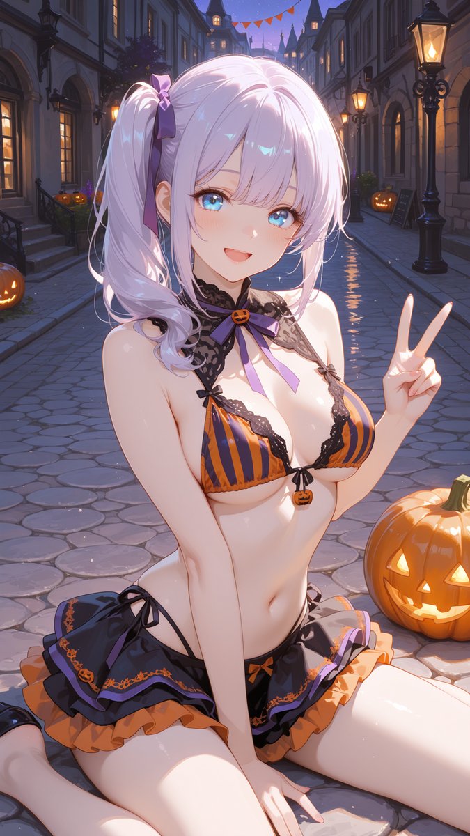monaka_aiart's tweet photo. こんばんは～🌙
今夜はパープルちゃんのハロウィーン水着だよ👙
#AIイラスト
SFW anime-style illustration. Swimsuit illustration. https://t.co/2wwGND8drj
