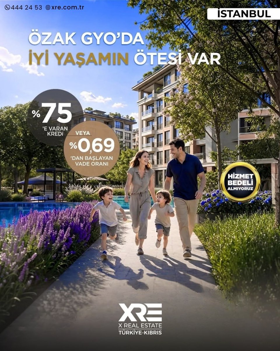 XREXrealEstate's tweet photo. ÖZAK GYO'da iyi yaşamın ötesine geçin! %75'e varan kredi veya %0,69'dan başlayan vade oranları ile hayalinizdeki eve kavuşun. Üstelik hizmet bedeli almıyoruz. Detaylı bilgi için bizi arayın: 444 24 53 

#ÖzakGYO #XREProject #İstanbulEmlak #Gayrimenkul #Y... https://t.co/5NSJCQVTZe