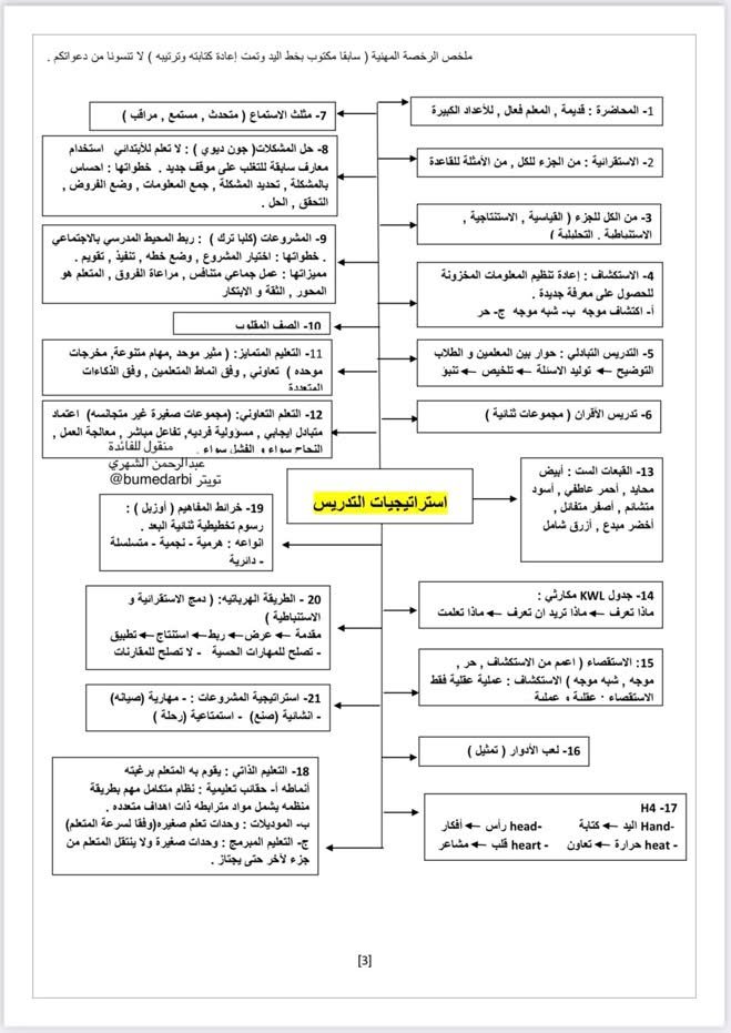 aowd25's tweet photo. 🛑 ملخص تربوي مهم جدًا

📚 ملخص مركز لأهم المفاهيم والاستراتيجيات في التربوي العام، ويشمل:

🔹 التنمية المهنية
🔹 التقويم والتغذية الراجعة
🔹 الطالب والمعلم وأدوارهما
🔹 مداخل التدريس وأنماطه
🔹 استراتيجيات التدريس
▪️ المحاضرة
▪️ الاستقرائية والاستنباطية
▪️ الاستقصاء
▪️ التدريس التبادلي
▪️ تدريس الأقران
▪️ حل المشكلات
▪️ التعلم التعاوني
▪️ التعلم الذاتي
▪️ التعليم المبرمج
▪️ خرائط المفاهيم
▪️ الطريقة الهرمية
🔹 الخرائط الذهنية والمعرفية
🔹 جدول KWL
🔹 لعب الأدوار
🔹 المشروعات
🔹 التعليم المتمايز
🔹 مبادئ وأساليب التدريس
🔹 أنواع التقويم وأساليبه
🔹 الفرق بين الخريطة المعرفية والخريطة الذهنية

📌 مراجعة مختصرة ومفيدة للاستذكار قبل اختبار الرخصة المهنية – التربوي العام.

#الرخصة_المهنية
#التربوي_العام
#اختبار_الرخصة_المهنية
#التعليم_السعودي

@aowd25