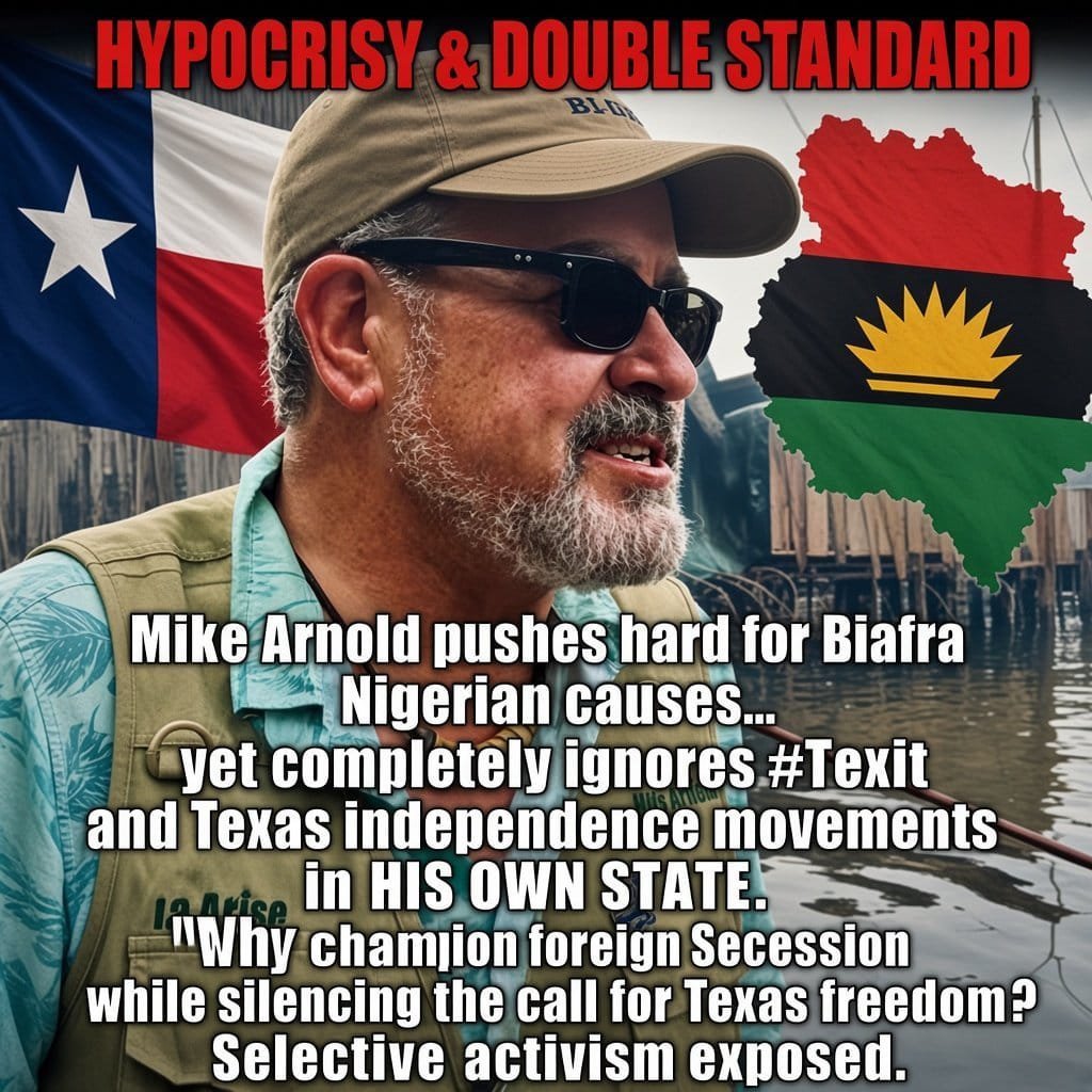 okanumeee27's tweet photo. @AbamakeX @AloyEjimakor Mr, Nigeria Paid Agents @MikeArnoldTruth Pushes Hard For Biafra Nigeria Causes. Yet Completely Ignores #Texit And Texas Independence Movement In His Own State. Why Chamjion Foreign Secession While Silencing The Call For Texas Freedom Selective Activism Mike Exposed. @FoxNews @hrw https://t.co/HVB3awSCjk