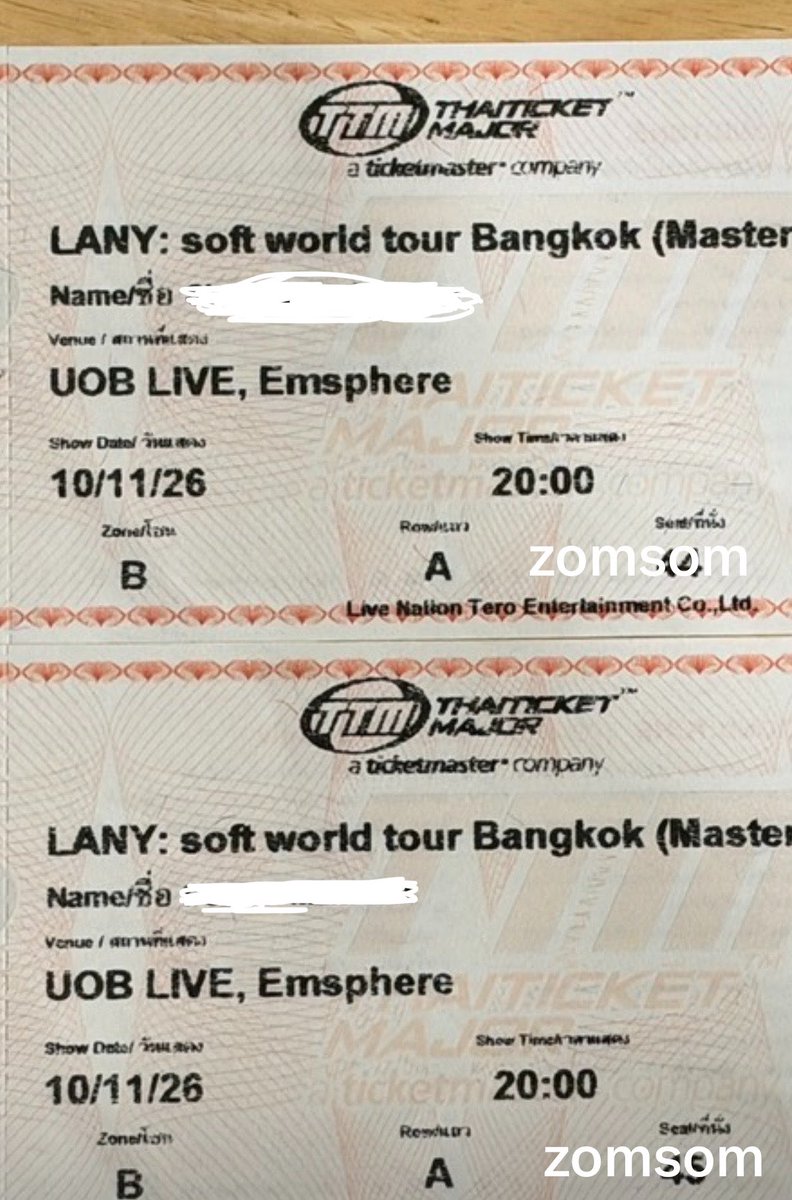 zomso3's tweet photo. ปล่อยบัตรโซน B ค่ะ 2 ใบ 5,800.-
นัดรับ BTS สายสีเขียวอ่อน
ติดงานด่วนไปไม่ได้แล้ว ฮือ 🥹
#SOFTWORLDTOURBKK #ปล่อยบัตรคอน #ปล่อยบัตร #LANY https://t.co/uUEhaNrfEu