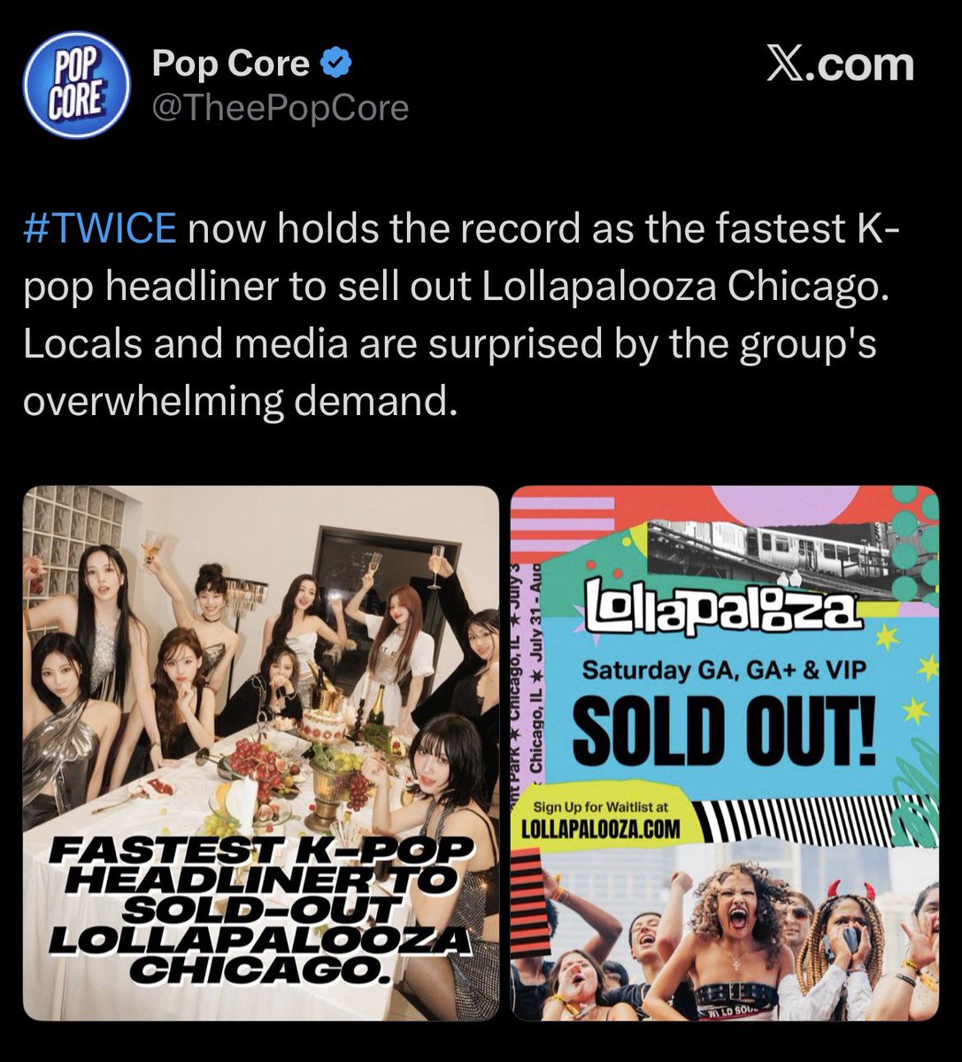 chaeberrie29's tweet photo. And while other groups took a whole month to sell out their sets, Twice set a record of selling out their set in less than a day!!! They sold out faster than Olivia Rodrigo and Sabrina Carpenter, so antis can’t say they don’t have demand for more festivals https://t.co/PGgzJJ6uYa