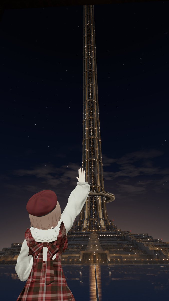 kashiwagi_anko's tweet photo. 軌道エレベーターが見えるワールドと聞いて
#VRChat https://t.co/2oKidx1QWu