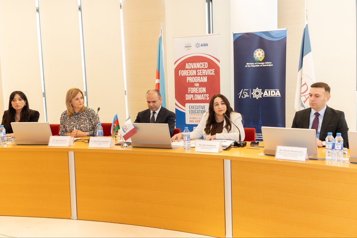 AIDAzerbaijan's tweet photo. 🎓 The Advanced Foreign Service Program (#AFSP) 2026, jointly organized by the Azerbaijan International Development Agency (#AIDA) and ADA University, has officially commenced in Baku.

🌍 The program brings together diplomats from partner countries to exchange knowledge, experiences and perspectives on contemporary international affairs, diplomacy and global challenges.

We are delighted to welcome all participants to #Baku and look forward to a productive, insightful and engaging program, fostering meaningful dialogue and professional connections.

#AFSP2026 #AIDA15 #AFSP #ADAUniversity #Azerbaijan #DevelopmentCooperation #Diplomacy