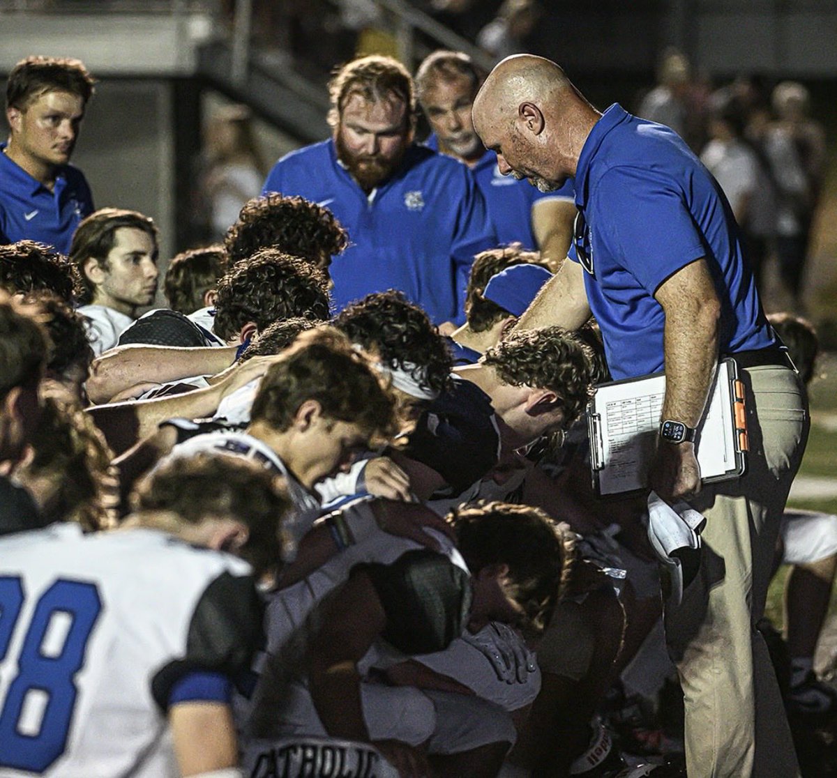 LexCathFootball's tweet photo. They teach. They challenge. They encourage. They lead.

On National Coaches Day, we’re grateful for Coach Clark and our entire coaching staff for the time, energy and heart they pour into our program and our guys.

Thank you, Coaches. 
#KNIGHTS #HailCatholic⚔️ https://t.co/pyJQ2yDzuf
