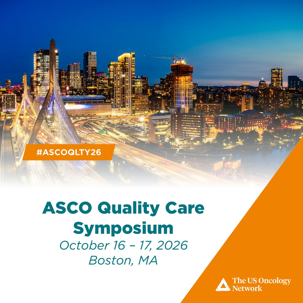 TheUSONetwork's tweet photo. Improving cancer care means focusing on quality, safety, and efficiency across the patient journey. At #ASCOQLTY26, leaders in The Network will contribute research and presentations on advancing care delivery, precision medicine, and #ValueBasedCare. https://t.co/JCybeNv0El