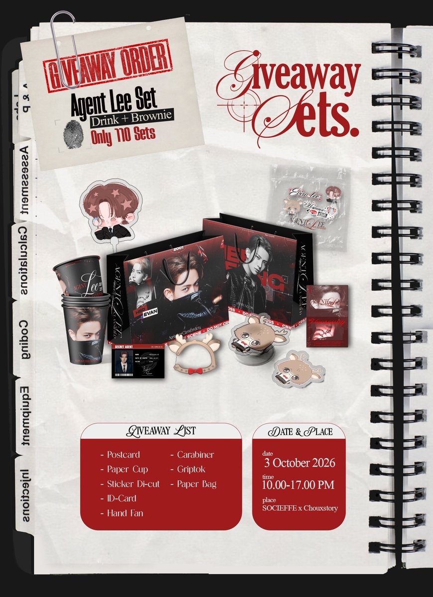 Agentlee1015's tweet photo. ⌖˚₊ Special Mission from #AgentLeeClassified1015 
         giveaway #klivefestival in bkk

— Agent Lee Set 30 Sets (เฉพาะ giveaway ไม่มีน้ำและขนม)

⟢ location : UOB LIVE
⟢ date : 17 October 2026
⟢ time : tba (before 3pm)

Mission Rule
⤷ โชว์หลักฐานการซัพพอร์ตคัมแบค DEATH OF ME

#klive #Klivefestival
#HEESEUNG #EVAN