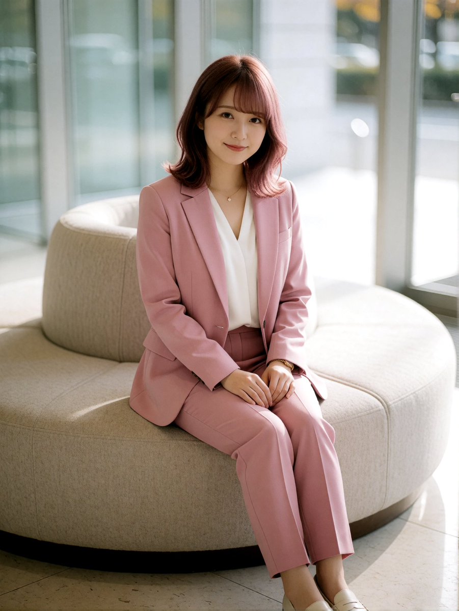uta_nekosui's tweet photo. スーツは、カチッと着ないほうがかわいい。
ボタンは閉めずに、靴下は履かずにローファーで。

令奈さん（@reina_matcha）は抹茶、まひるちゃん（@mahiru_dayon）は髪に合わせて青にしたよ💼

#唄の衣装部屋 をつけて投稿してね（引用でもうれしいな）

プロンプトはリプに置いておくよ👇（コピペOK） https://t.co/gz2hfh3bob