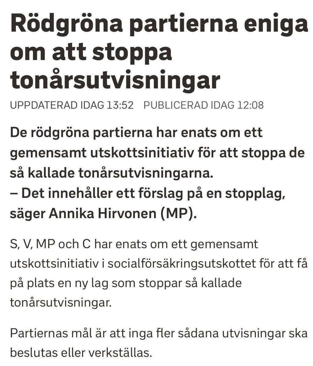HerrHusis's tweet photo. Som sagt, 

De gjorde ingenting när en somalier våldtog och mordhotade en 15-årig svensk pojke i Borlänge.

De gjorde ingenting när sudanesen Abubaker Mohamad Awad mördade Tommie Lindh och våldtog en kvinna under knivhot.

De gjorde ingenting när två svenska pojkar våldtogs och begravdes levande i Solna.

De gjorde ingenting när 9-åriga Luna blev våldtagen av en etiopisk migrant.

De gjorde ingenting när två svenskar mördades i Bryssel för att de var svenskar.

De gjorde ingenting när Ebba Åkerlund dödades av Rakhmat Akilov.

Men när en handfull personer som saknar skyddsskäl får ett utvisningsbeslut ska det plötsligt införas moratorium och ny lagstiftning forceras igenom.

Du är inte värd ett skit i deras ögon.

Dina bekymmer kommer aldrig att prioriteras.