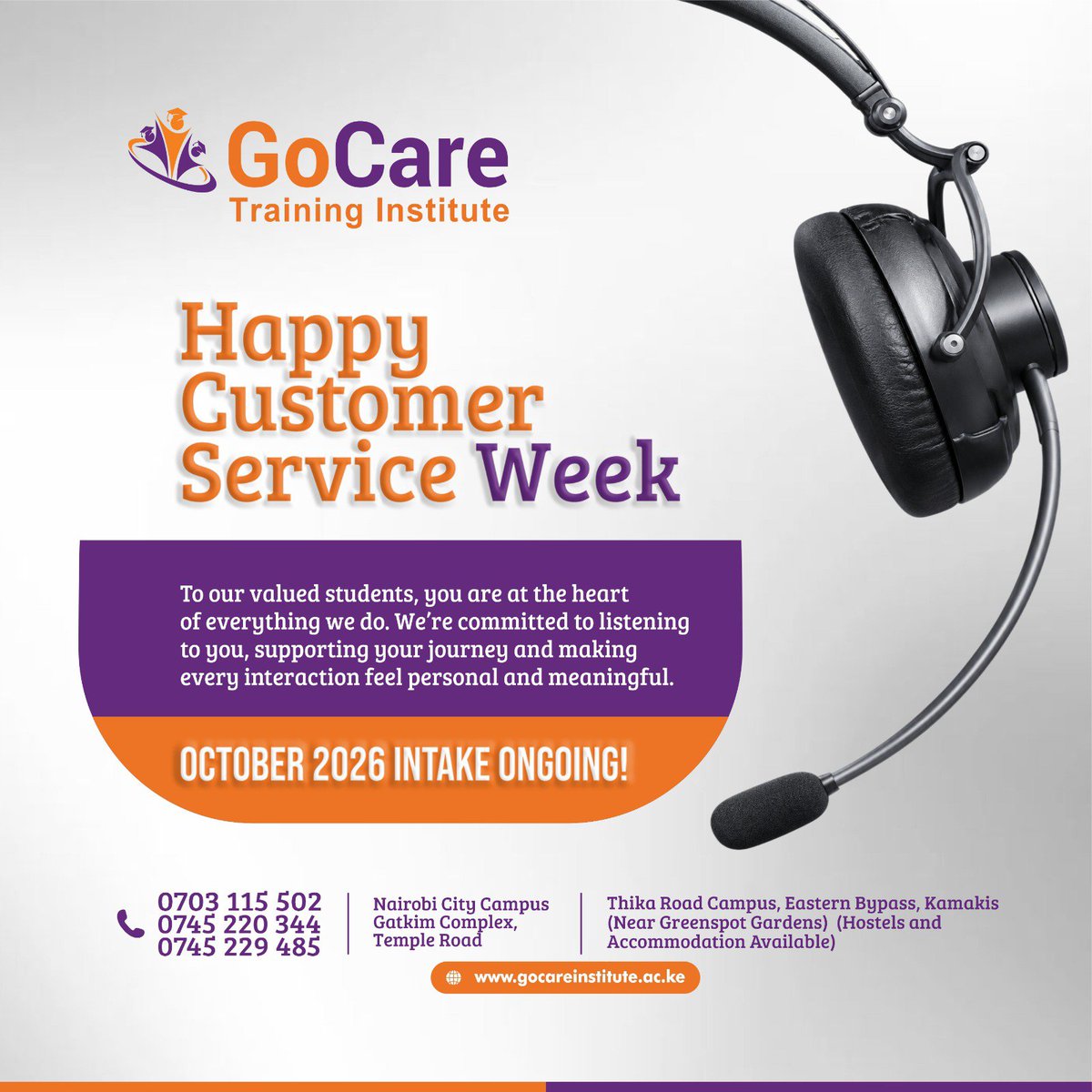 GoCareInstitute's tweet photo. ๐๐จ ๐จ๐ฎ๐ซ ๐ฏ๐๐ฅ๐ฎ๐๐ ๐ฌ๐ญ๐ฎ๐๐๐ง๐ญ๐ฌ, ๐ฒ๐จ๐ฎ ๐๐ซ๐ ๐๐ญ ๐ญ๐ก๐ ๐ก๐๐๐ซ๐ญ ๐จ๐ ๐๐ฏ๐๐ซ๐ฒ๐ญ๐ก๐ข๐ง๐ ๐ฐ๐ ๐๐จ! ๐งโจ
#GoCareTrainingInstitute #CustomerServiceWeek #OctoberIntake #StudyInKenya #Education #CollegeLife #Nairobi #Kamakis #LM https://t.co/rnSVLzSIbS