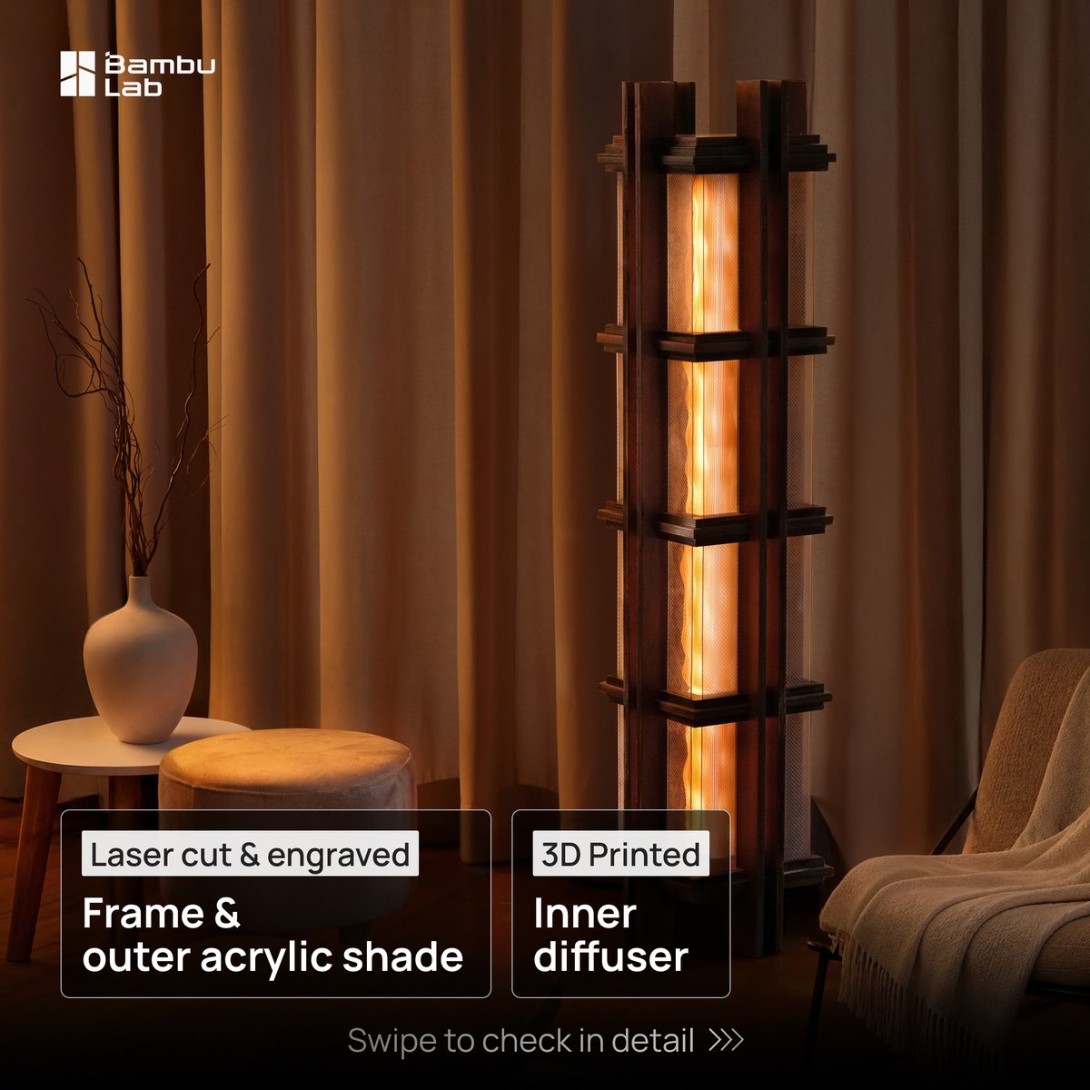 BambulabGlobal's tweet photo. Pair the R1 with your 3D printer and you can make your own home decor.

Prairie Lamp by Makim
Sunflower Painting by miyabi

https://t.co/rsLANvz1xR https://t.co/G2WYMqI6vm
