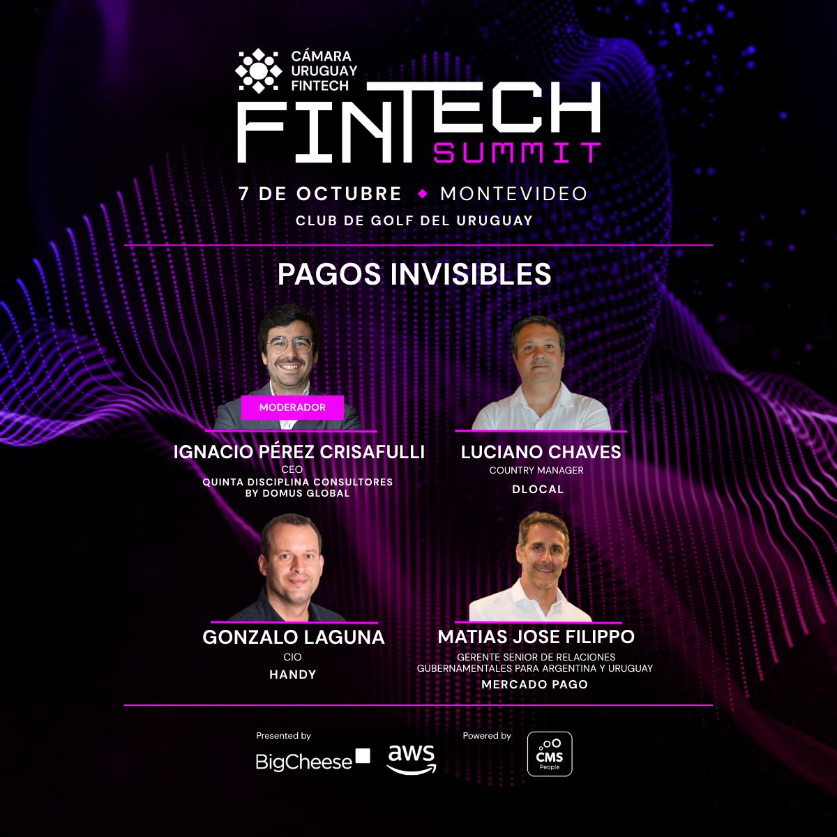 camurufintech's tweet photo. Luciano Chaves  de @dLocalPayments, Gonzalo Laguna de @HandyUy y Matías Filipo de Mercado Pago hablarán sobre la tecnología detrás de las transacciones con Ignacio Pérez Crisafulli de @QDisciplina by @Domus_Global como moderador en el https://t.co/WEkjo49m1W

#UFS2026 #FintechUY https://t.co/tf52b3ODw4