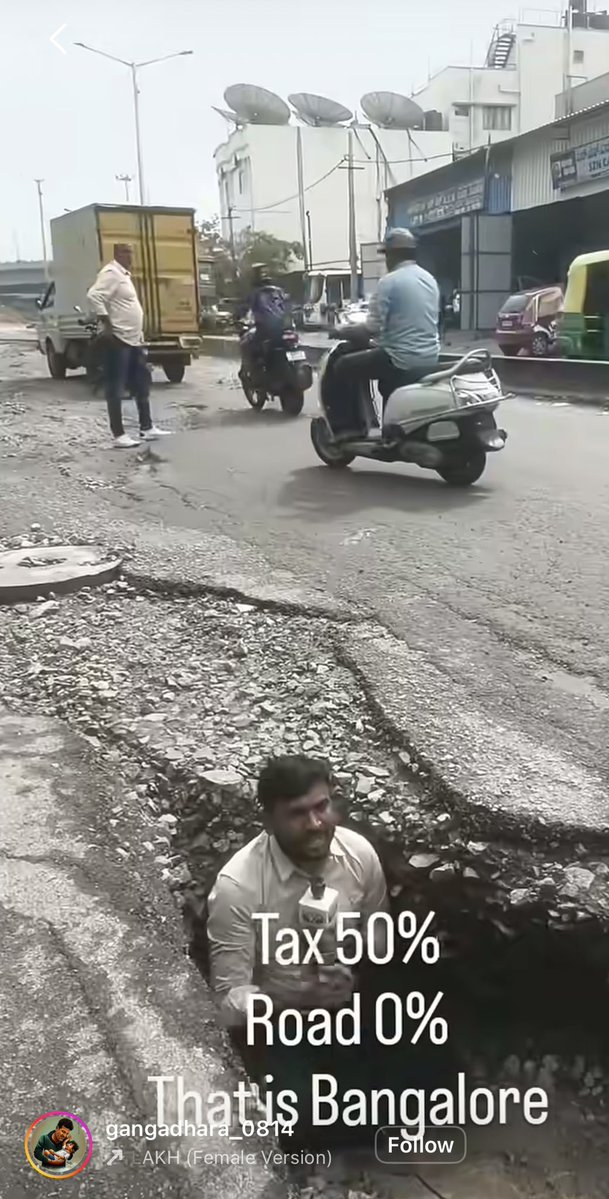 TOIBengaluru's tweet photo. #Bengaluru’s potholes have gone underground! 

After a Public TV reporter sat inside a massive cavity on Kanteerava Studio Main Road (ORR) to highlight the danger, civic officials & traffic police swung into action.

The fix? Dump some debris into the “natural tunnel”. 

Problem solved or buried? 

(📹 by TOI Syed Asif)