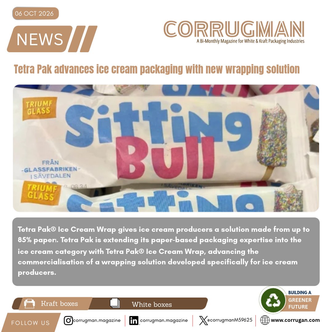 CorrugmanM59625's tweet photo. Tetra Pak advances ice cream packaging with new wrapping solution.
https://t.co/3P9wenpH3C
#TetraPak #IceCreamWrap #SustainablePackaging #PaperBasedPackaging #IceCreamPackaging #DairyPackaging #PackagingInnovation https://t.co/F0FokIHfE6