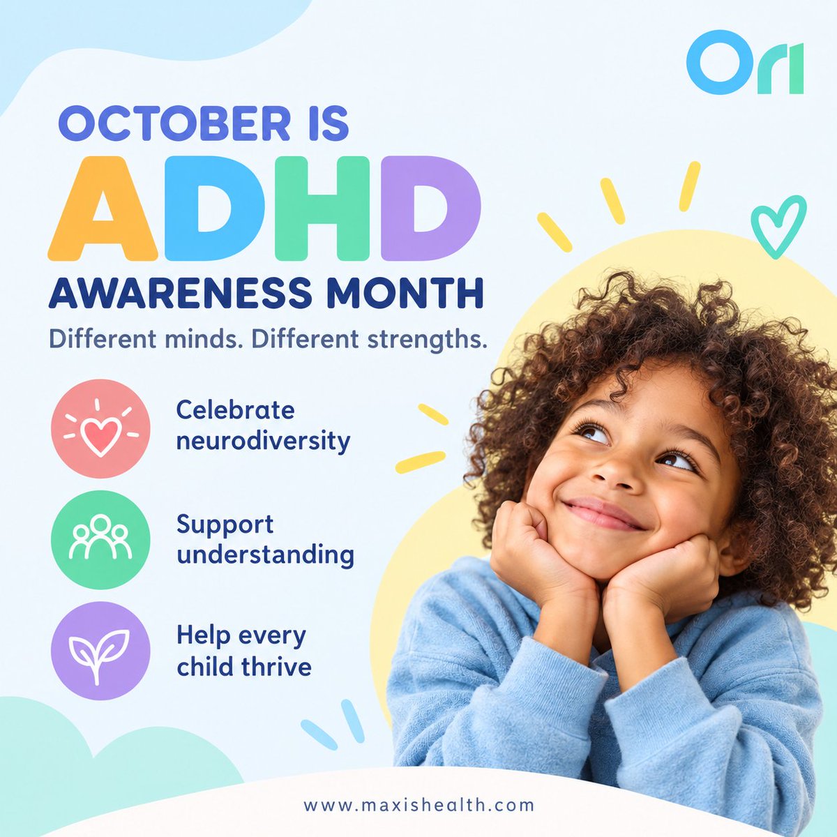 maxishealth's tweet photo. October is ADHD Awareness Month

Awareness starts with looking beyond the behavior and asking: What might this child be experiencing underneath it?
#ADHDAwarenessMonth #ADHDAwareness #ADHDParenting #Neurodiversity #ChildMentalHealth #ParentingSupport #EmotionalRegulation #BigEmo https://t.co/d370ceE6Kr