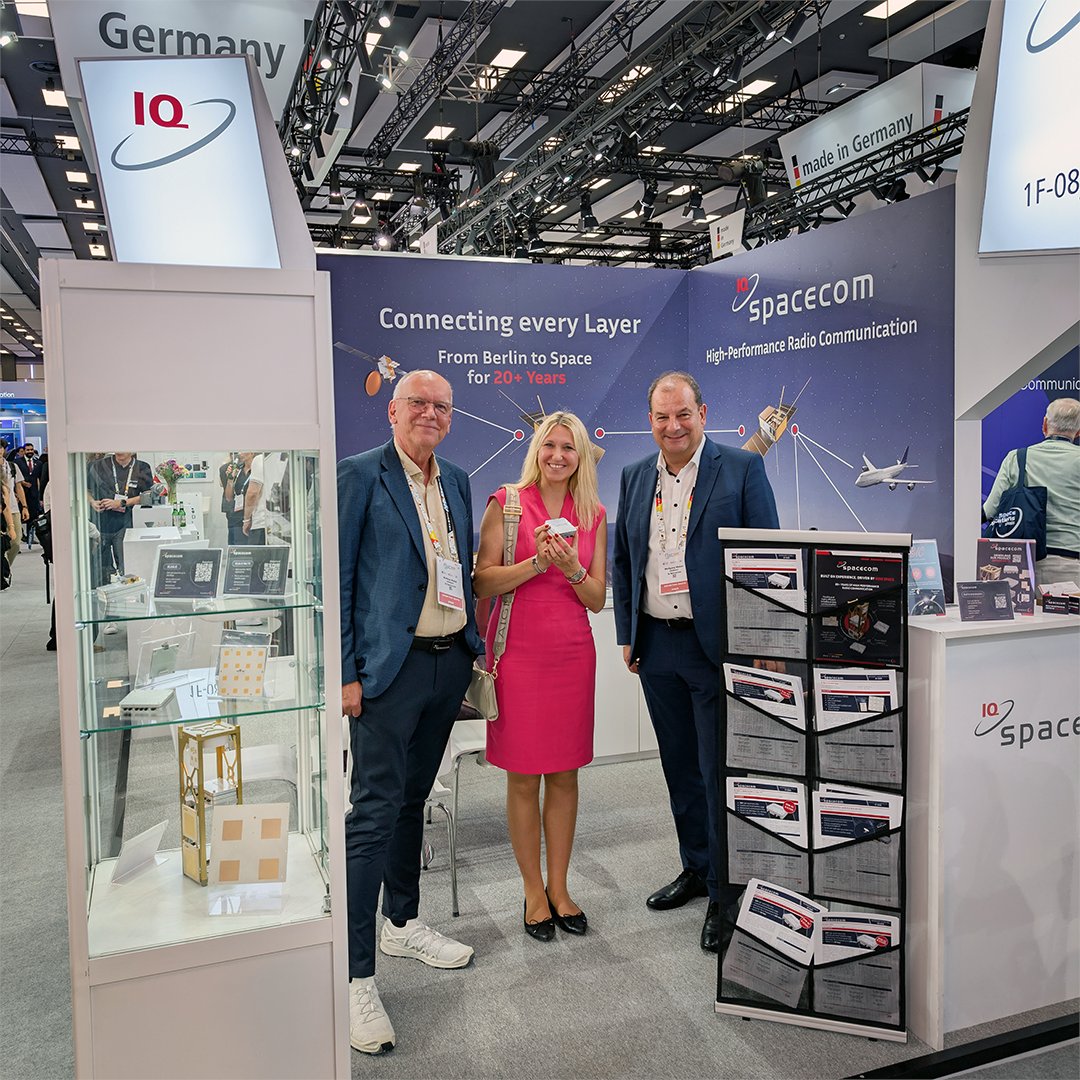 IQspacecom's tweet photo. Welcoming distinguished guests at IAC2026 🛰️👀 Today was another great day of conversations and exchanges at our booth 1F-08J inside the German Pavilion. https://t.co/uAYqE4UjZO