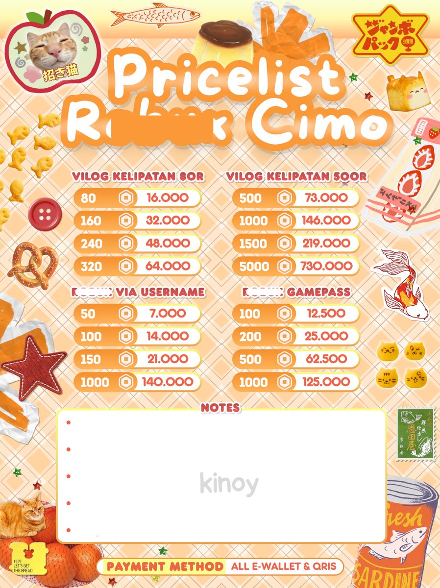 kinoy_the_cat's tweet photo. 🐈💭 HELP RT YAAA, thanks <3 #bealanjaㅤ 

KINOY IS FINALLY OPEN FOR CUSTOM 🥁🥁 — Avail untuk semua spess dan semua SET UP BA (edit pl / pricelist, QR deco, frame testi, opress, wallpaper, loyalty card, dll)

Porto https://t.co/4IBcuA5FAD atau scroll ke bawah yaa!

— A Thread. https://t.co/BrpggU2zgs