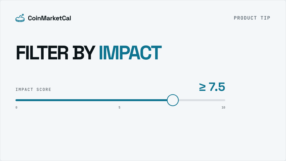 CoinMarketCal's tweet photo. One feature worth trying:

Set Impact to 7.5+ to focus the calendar on major catalysts.

Try it out: https://t.co/7TpVDBOvTX https://t.co/1nY9Ti0BJS